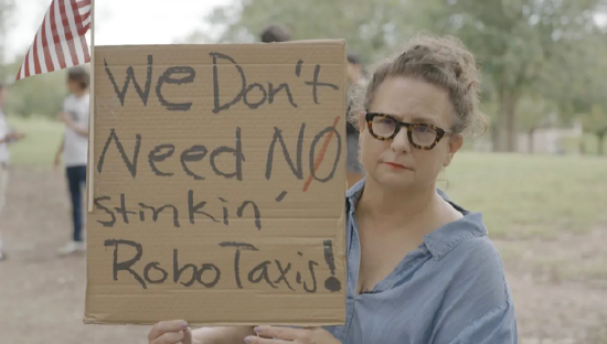 特斯拉在得州奥斯汀遭遇抗议活动(📐)：反对马斯克Robotaxi计划